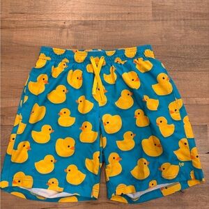 Tipsy Elves Duck Print Men’s Medium Shorts - Blue and Yellow 7.5 inch inseam